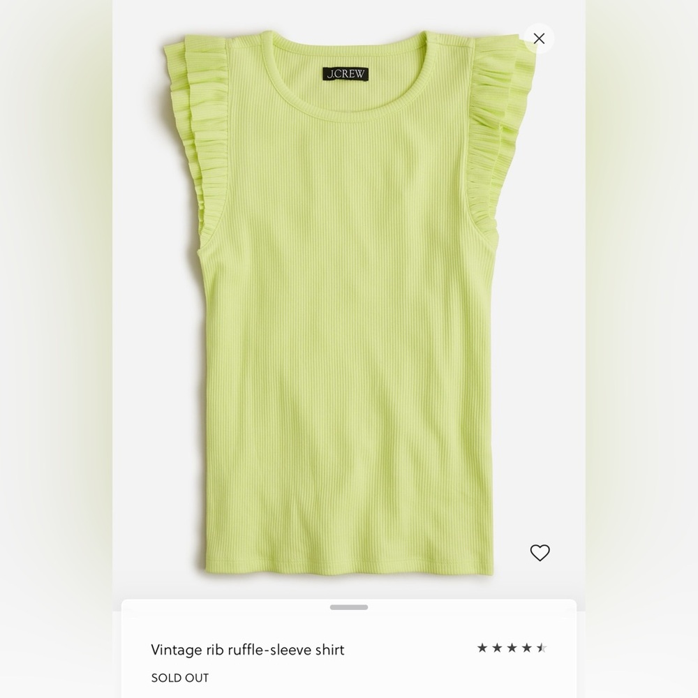 J. Crew Bright Green Ruffle Sleeve Tank Top